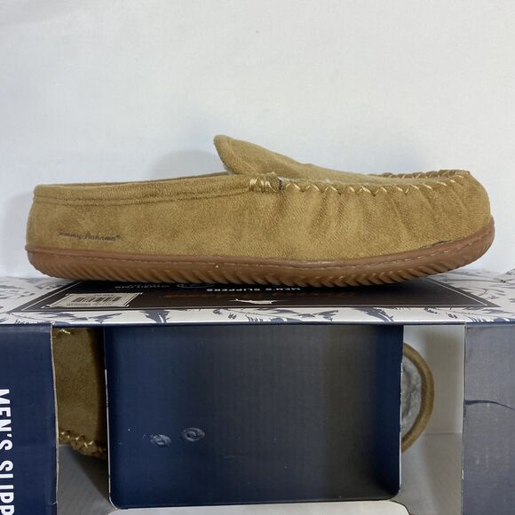 Tommy Bahama Slippers Men's Small 8/9 Brown Cognac Preppy Sherpa Lined  Comfort - Picture 2 of 10